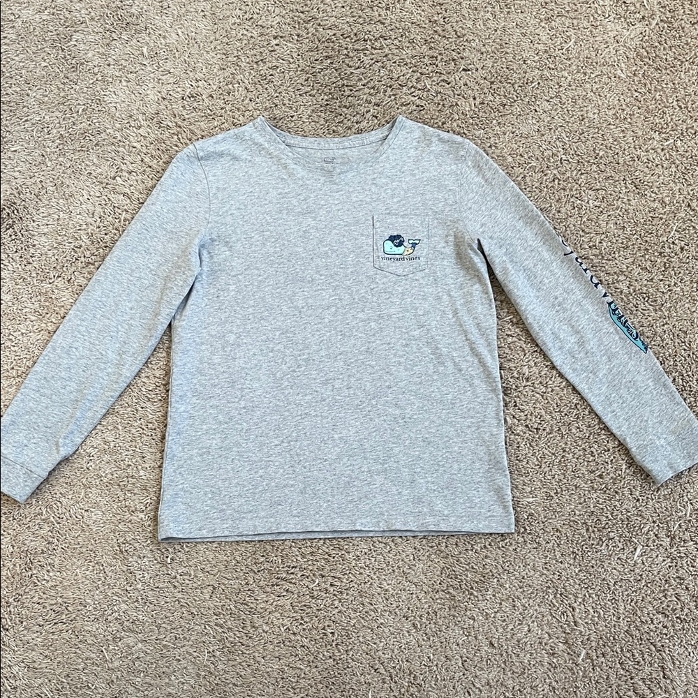 Vineyard Vines girls long sleeve grey Halloween glow in the dark t-shirt XL